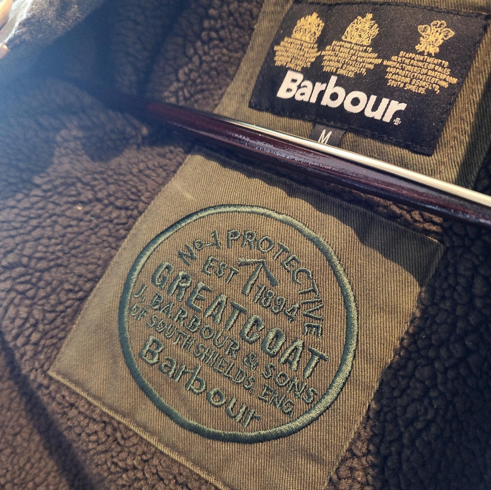 Barbour Greatcoat Wyton Wax Hybrid Sportcoat Medium Tweed And Leather Accents - Picture 4 of 11